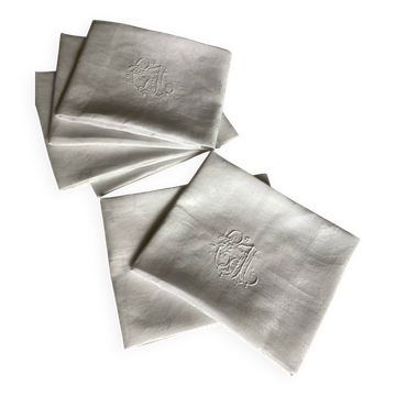 Set of 6 old large table napkins