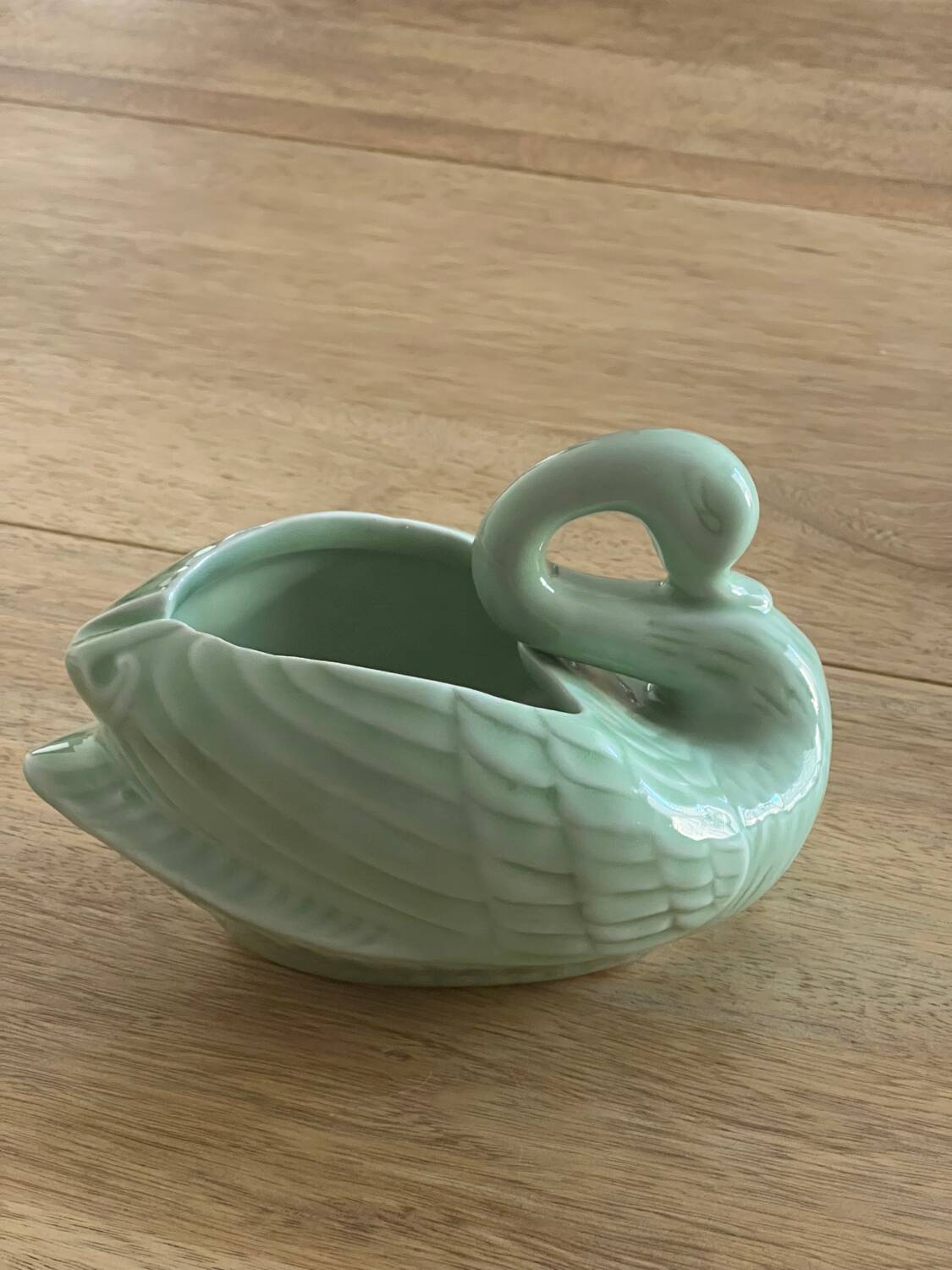 Almond green ceramic swan
