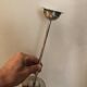 Silver-plated metal candlestick in vintage Art Deco style
