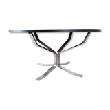 Round coffee table with slate top and metal structure by Sigurd Ressell Falcon