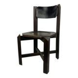 Set of 4 architectural brutalist dining chairs in beech wood, 1970s
