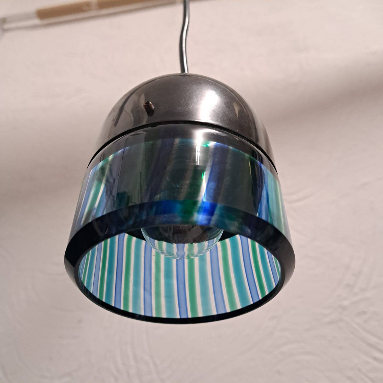 Suspension lamp, 1980s, glass with alternating rods