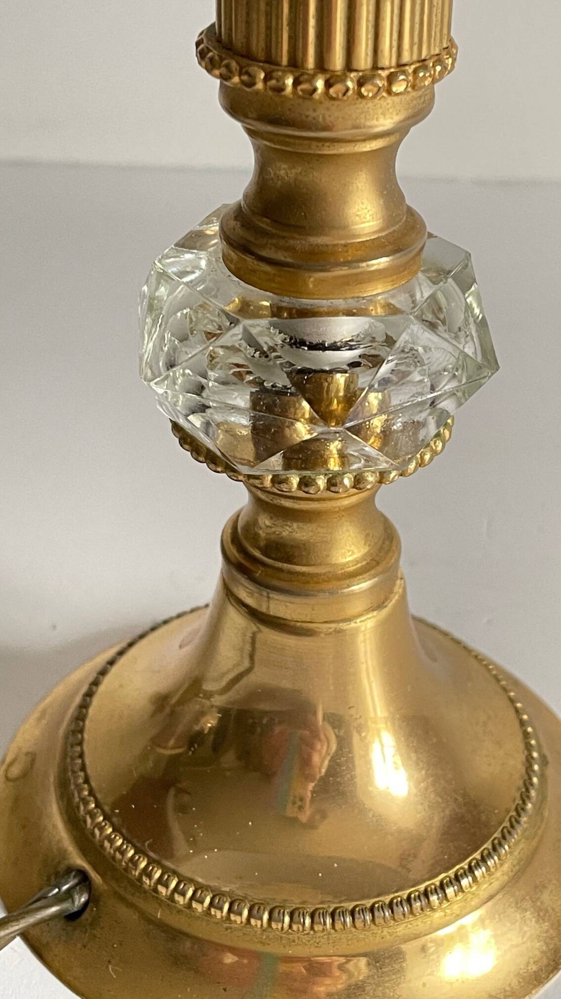 Vintage Crystal and Gold Metal Lamp