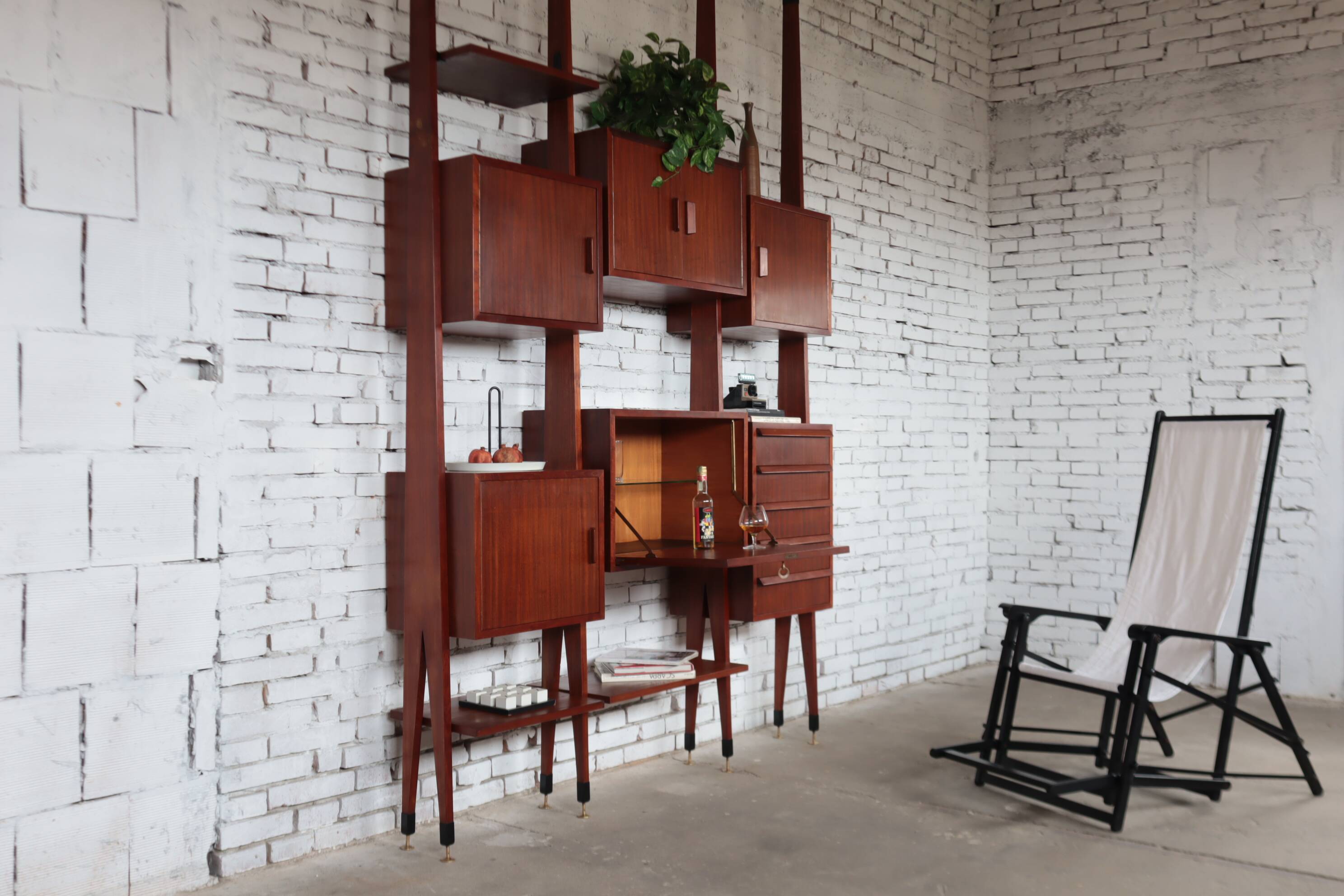 mid-century Italian Wall Unit & Bookcase, 1950s