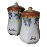 Set of 2 spice jars in art nouveau barbotine 1900