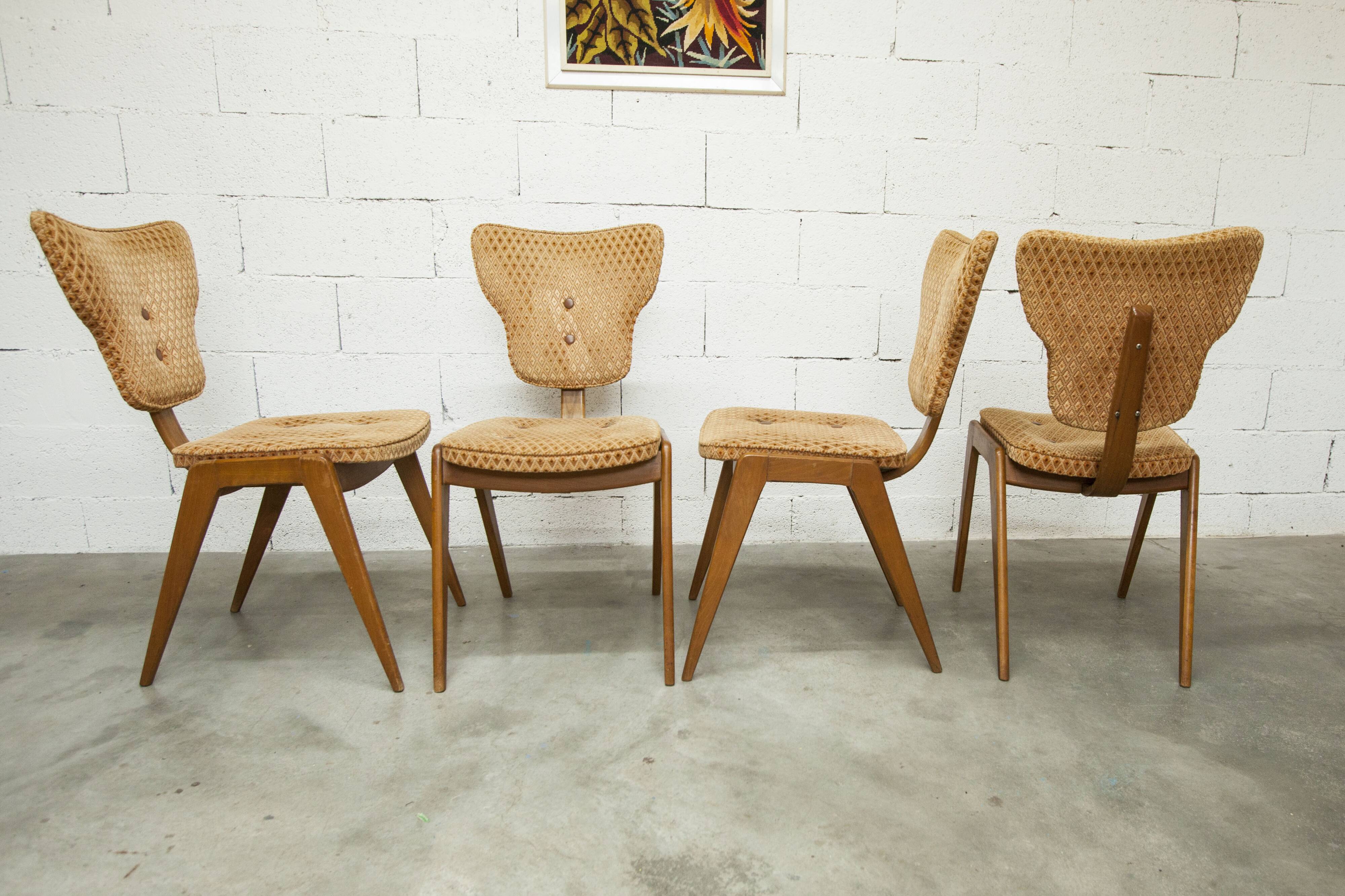 4 chairs and 2 Lounge armchairs by Roger Landault, ABC edition, 1950.