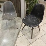 DSW chair elephant grey fibre, walnut dowel, Eames, Herman Miller, vintage.