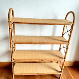 Rattan shelf on feet, vintage work 1960
