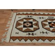 1970s Vintage Turkish Oushak Handmade Wool Cotton Beige Runner Rug 87x326