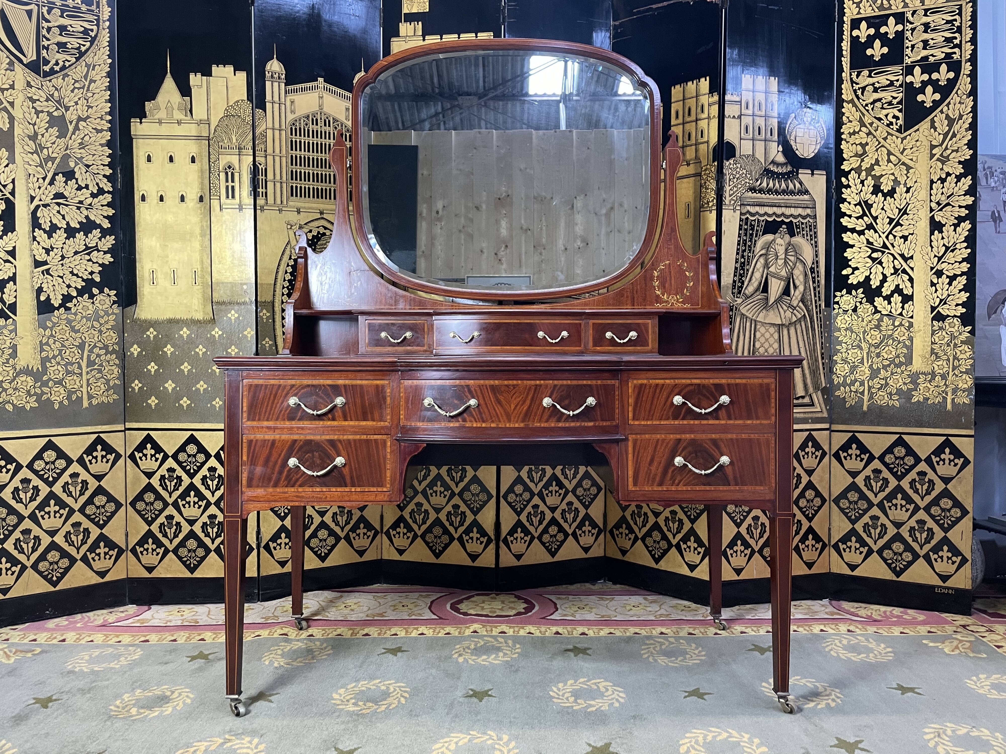 Restored mahogany English dressing table