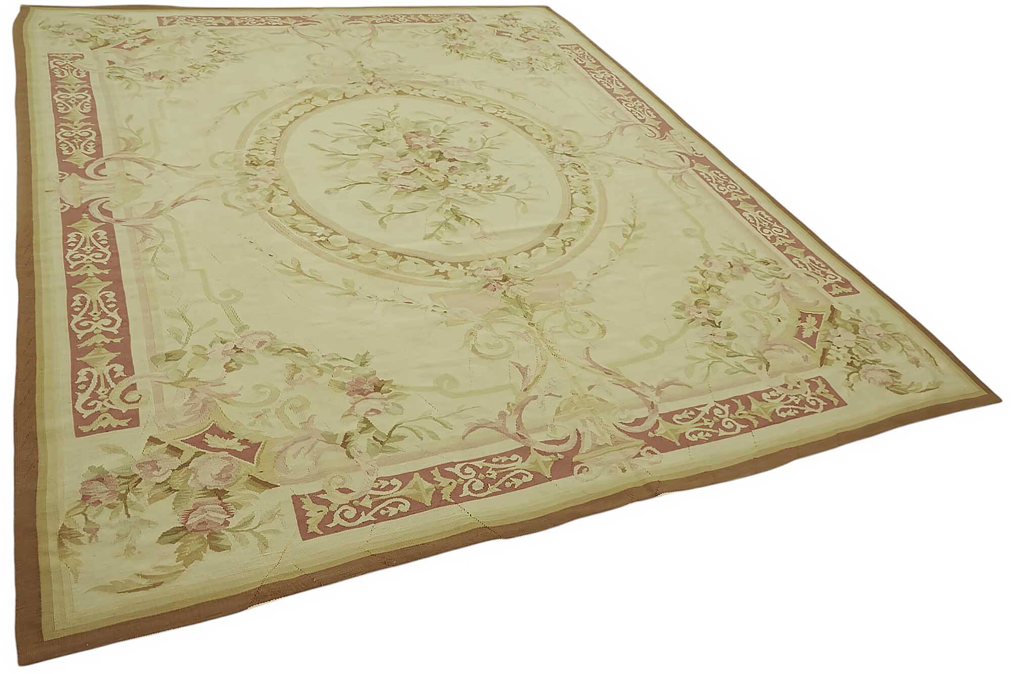 Handmade European Vintage Aubusson Kilim 237 cm x 290 cm