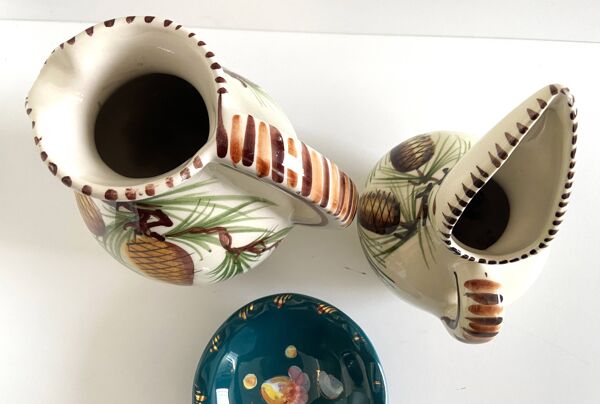 Lot céramique de marseille ''alamar'' pichet cruche verseuse + vide-poche cendrier