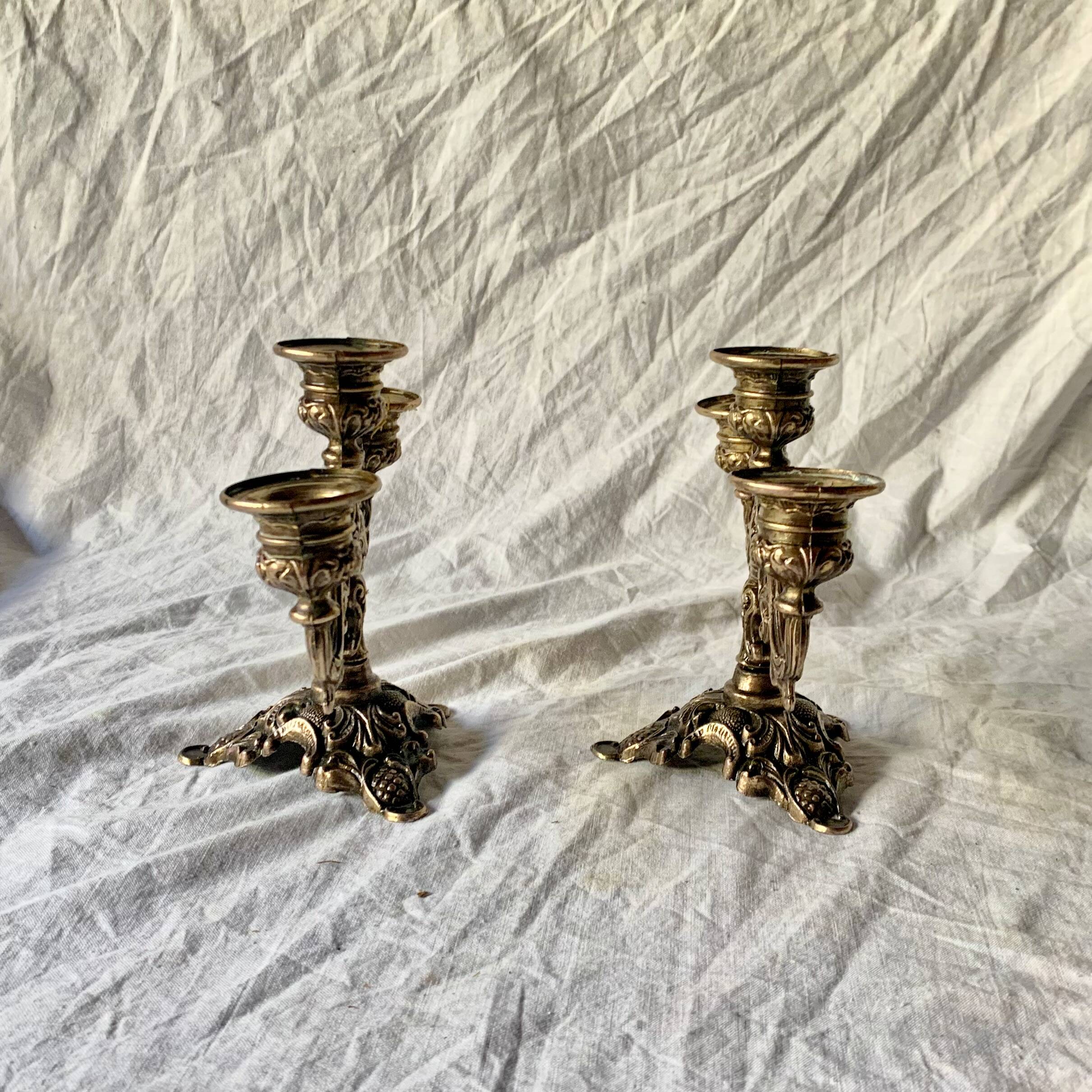 Pair of vintage brass candlesticks - Made in Italy
