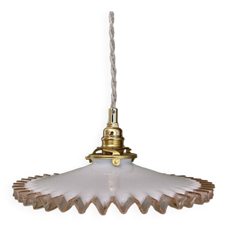 Vintage lampshade pendant light in pink opaline