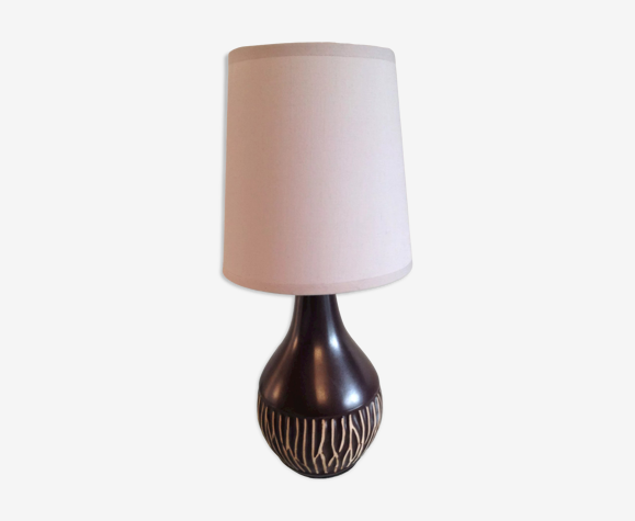 Lampe de chevet en ceramique marron vintage années 60-70