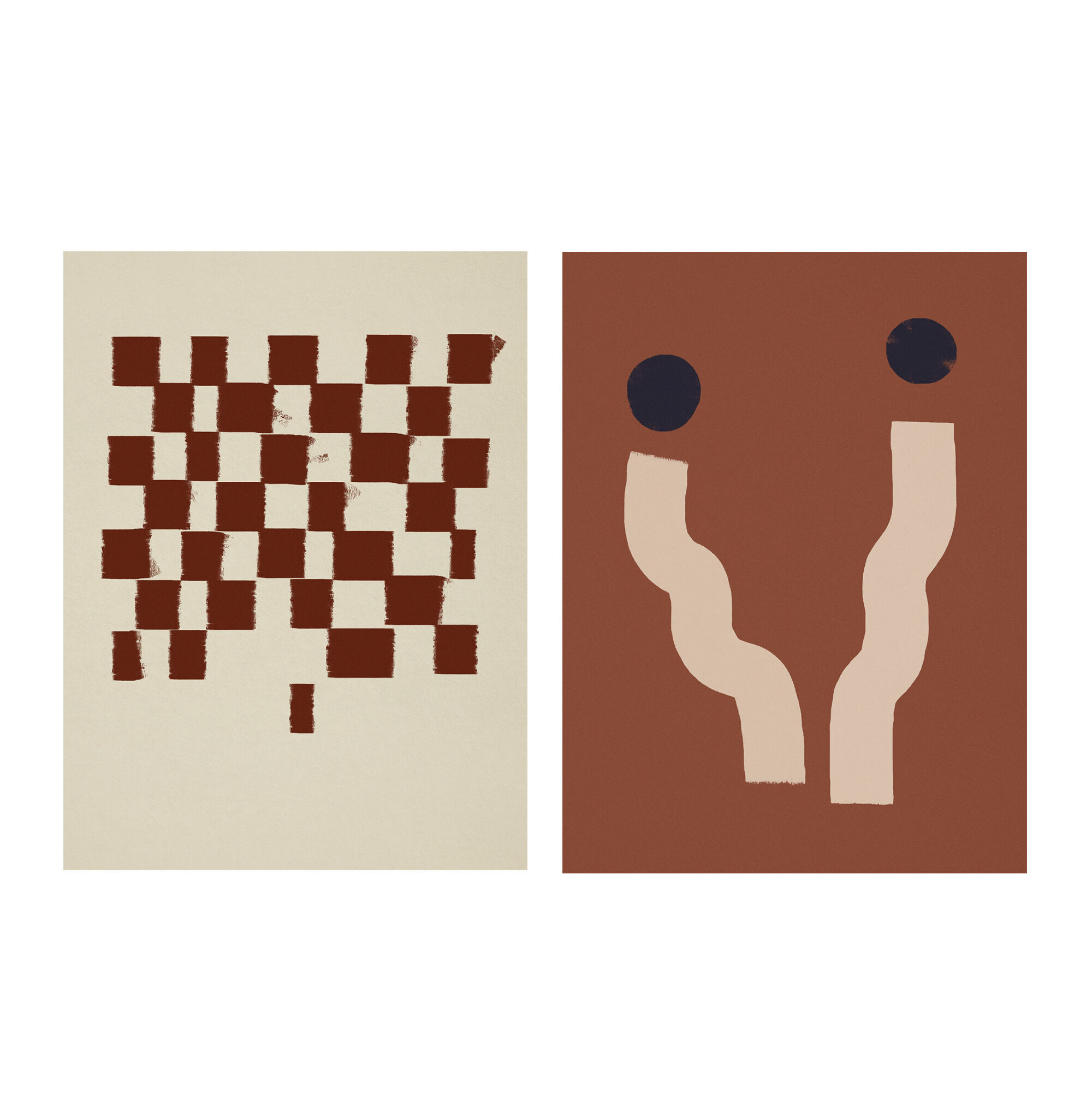 Pair of prints, checkered wall art set of two, 50x70cm