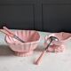 Vintage powder pink earthenware duo. Salins les Bains. 1950s.