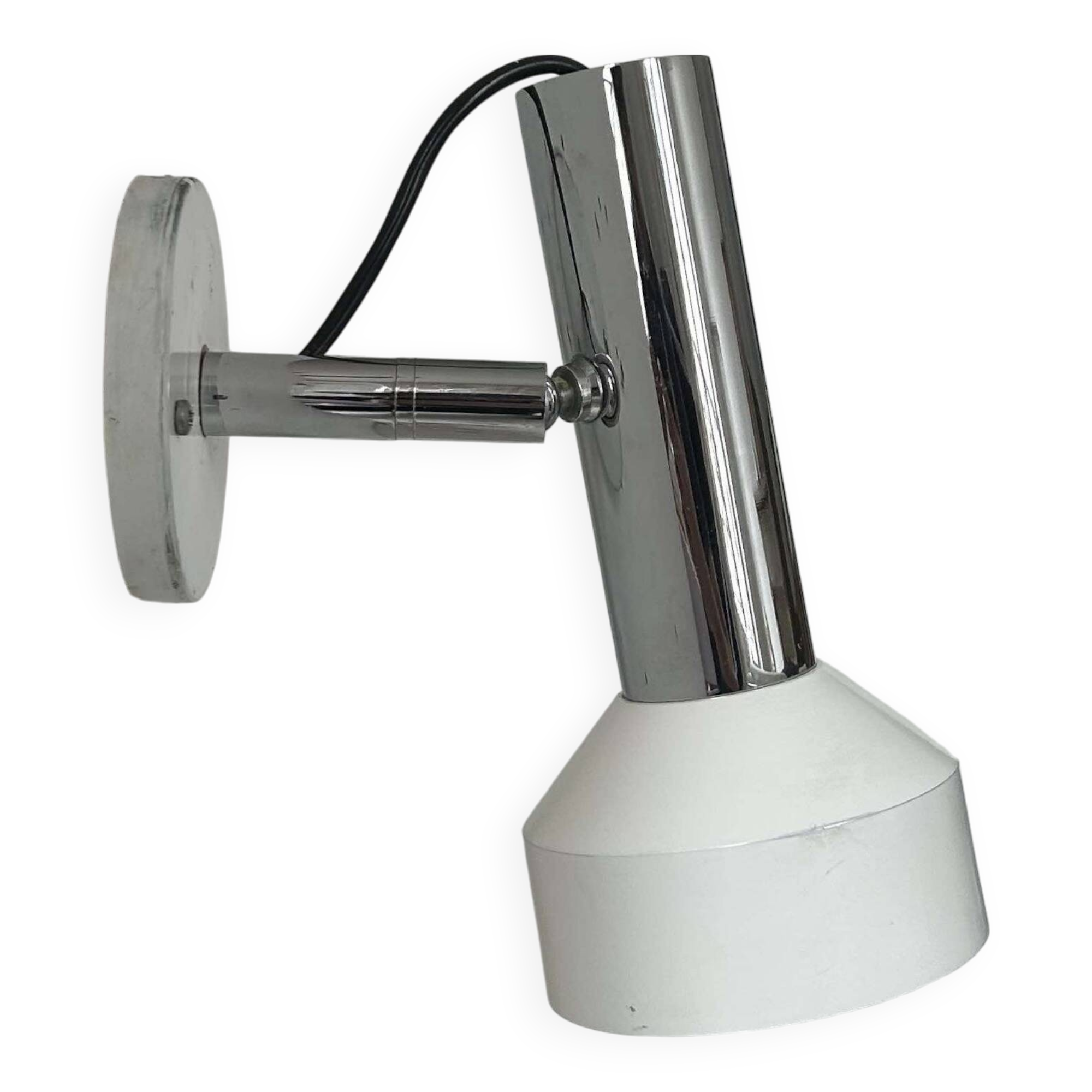 Vintage adjustable wall lamp, chrome and white lacquered metal, France 1960
