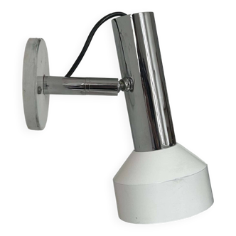 Vintage adjustable wall lamp, chrome and white lacquered metal, France 1960