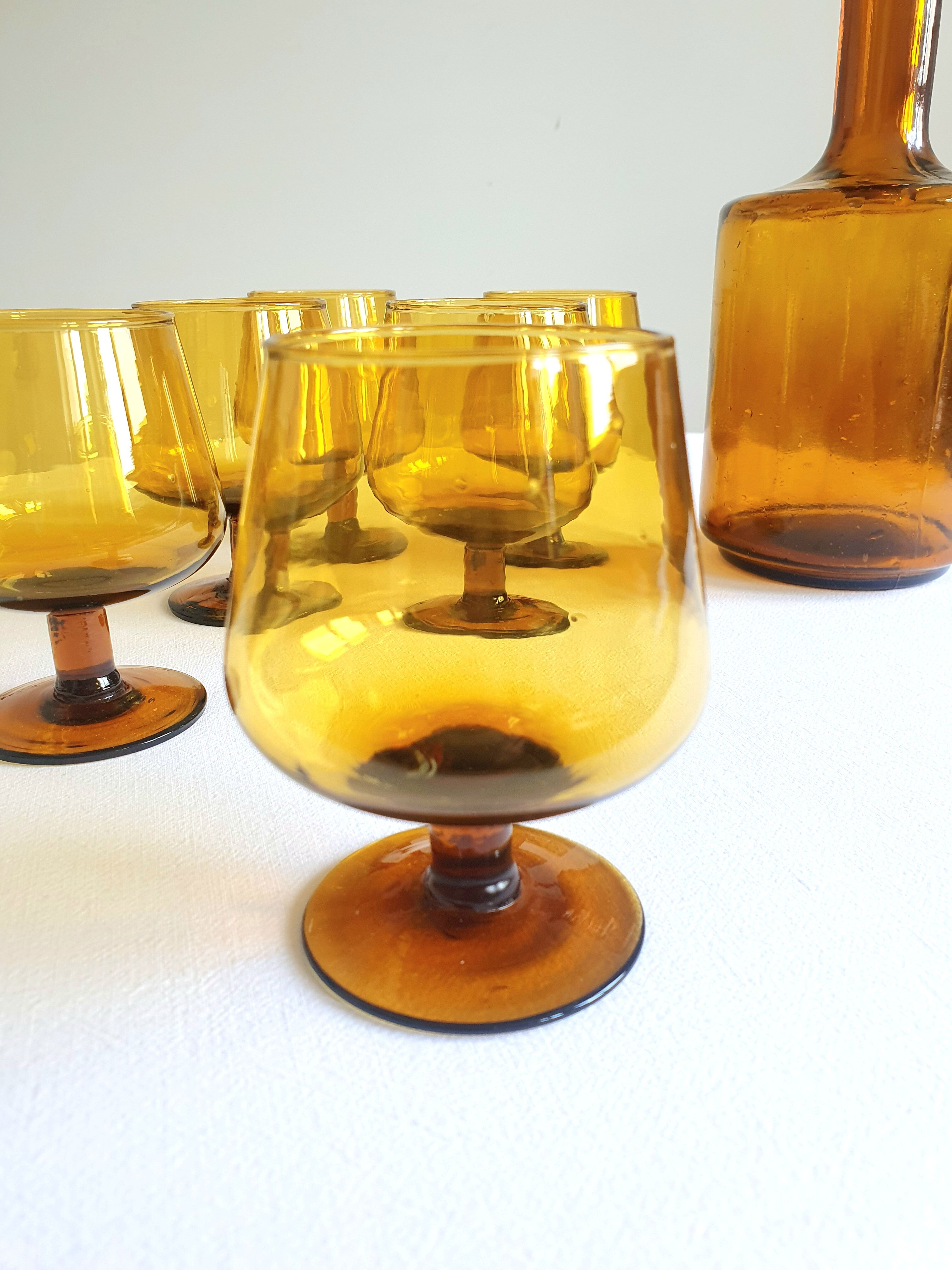 Amber glass service from the 1970s.