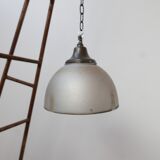 Antique mercury glass large pendant reflector lamp