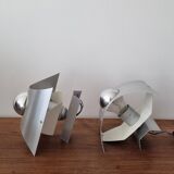 Pair of space age stainless steel wall lights