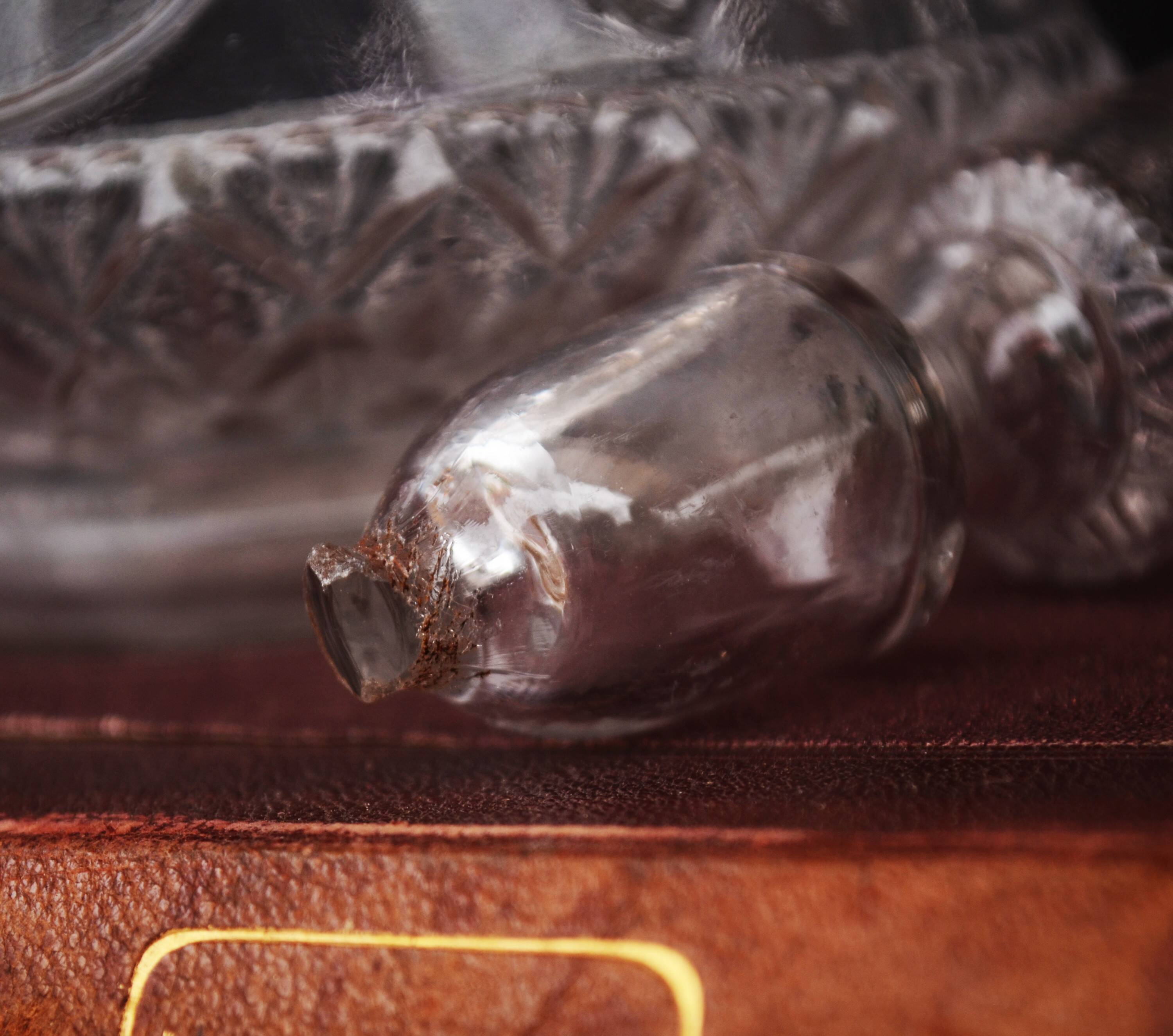 19th Century French Hand Blown Decanter with F letter engraved