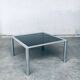 Mid-Century Smoked Glass & Chromed Steel Square Dining Table attributed to Sergio Mazza for Cinova, Italy, 1970s
