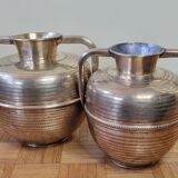 Pair of brass jars with double handles, Moroccan craftsmanship