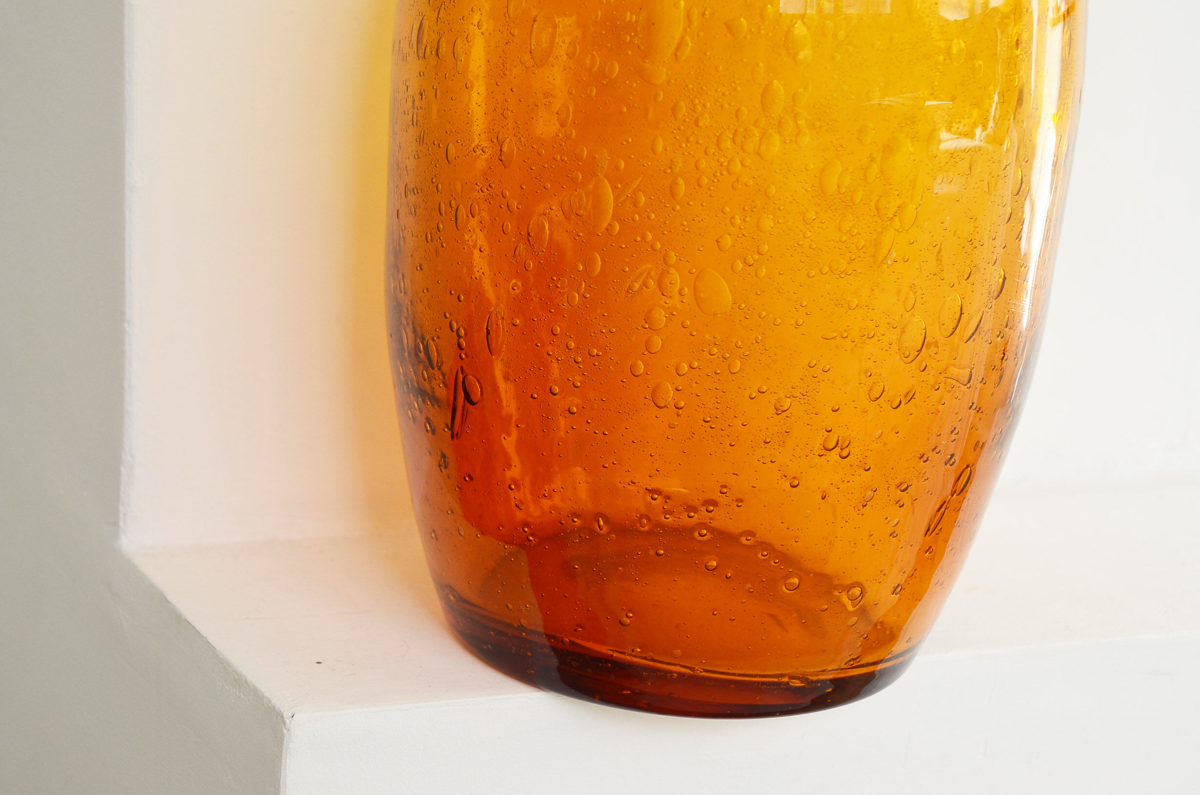 Vase bottle glass amber amber, 70s