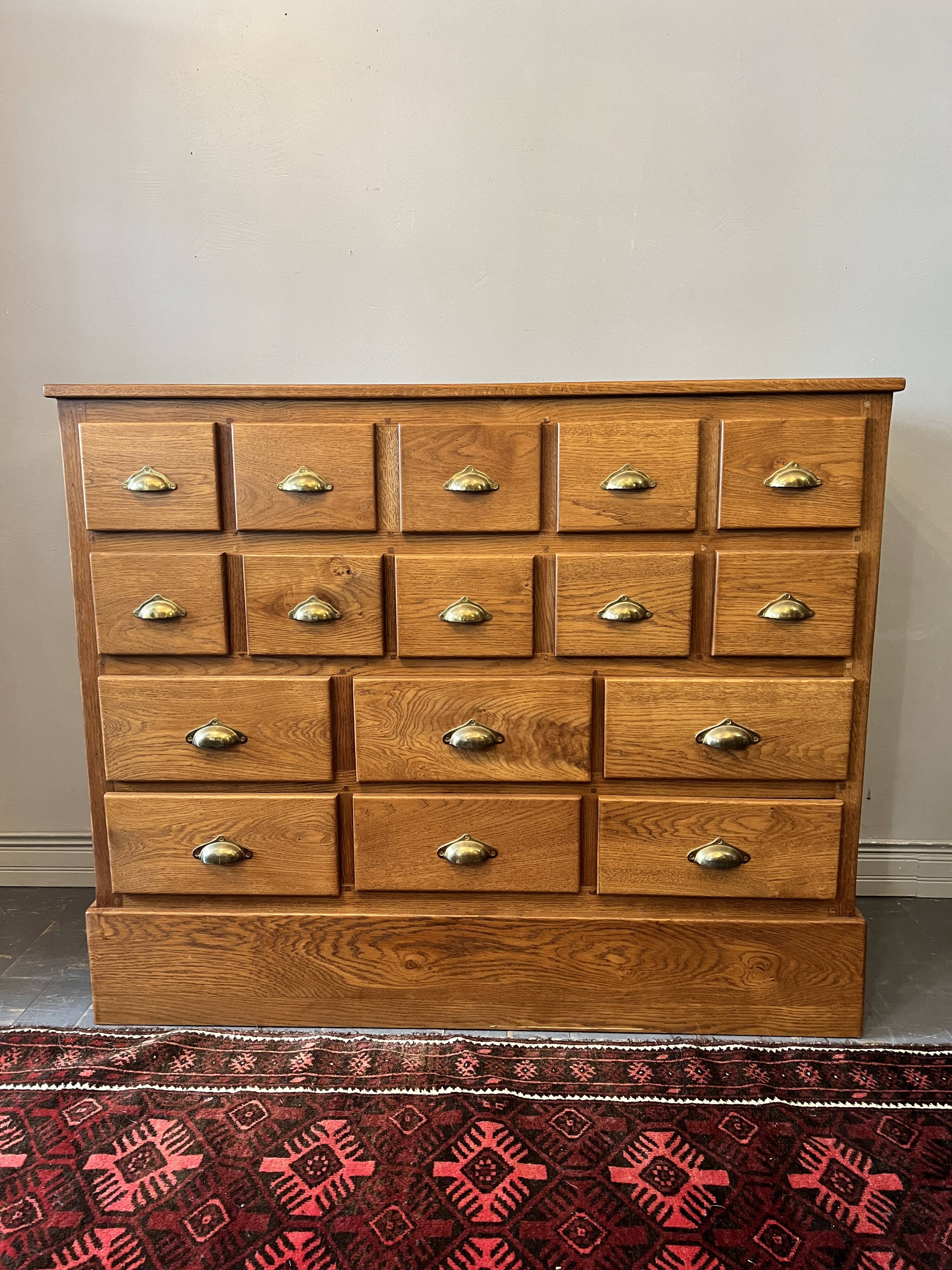 16 drawer counter in solid oak
