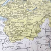 Vintage map of Switzerland in colour 43x43cm from 1950.