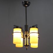 Restored Bauhaus/Art Deco chrome & glass chandelier, Czechoslovakia, 1930s
