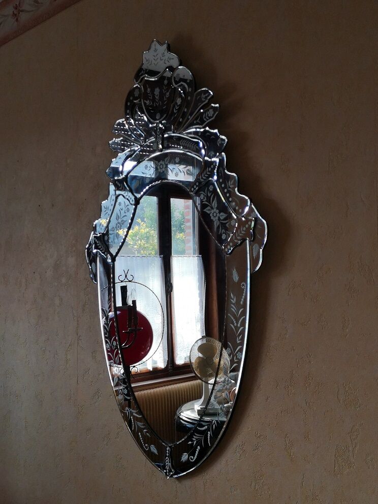 Venetian oval mirror 1970 vintage - 119x74cm