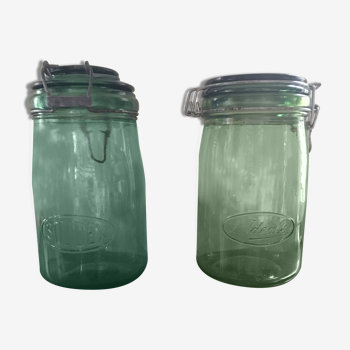 1l green glass jars