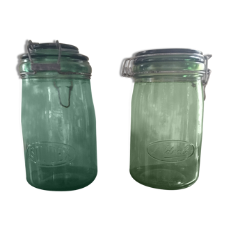 1l green glass jars