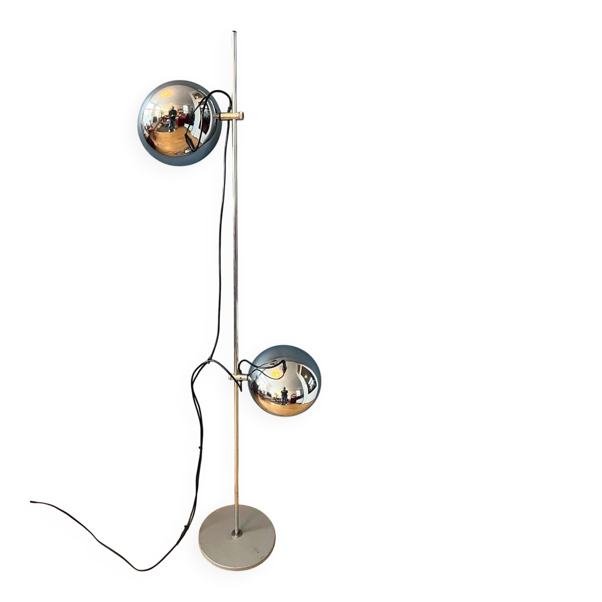 70s mid-century chrome Herda eyeball floor lamp