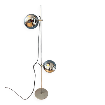 Lampadaire Herda chromé style années 70, orné d'un œil.