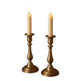 Coppia di Candelabri Antichi in Ottone - Stile Classico h 21 cm