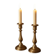 Coppia di Candelabri Antichi in Ottone - Stile Classico h 21 cm
