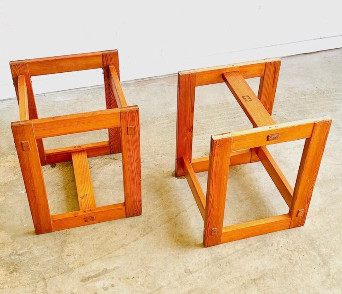 Edvin Helseth pine bench model Trybo, for the Trysil ski resort, Norway, 1964