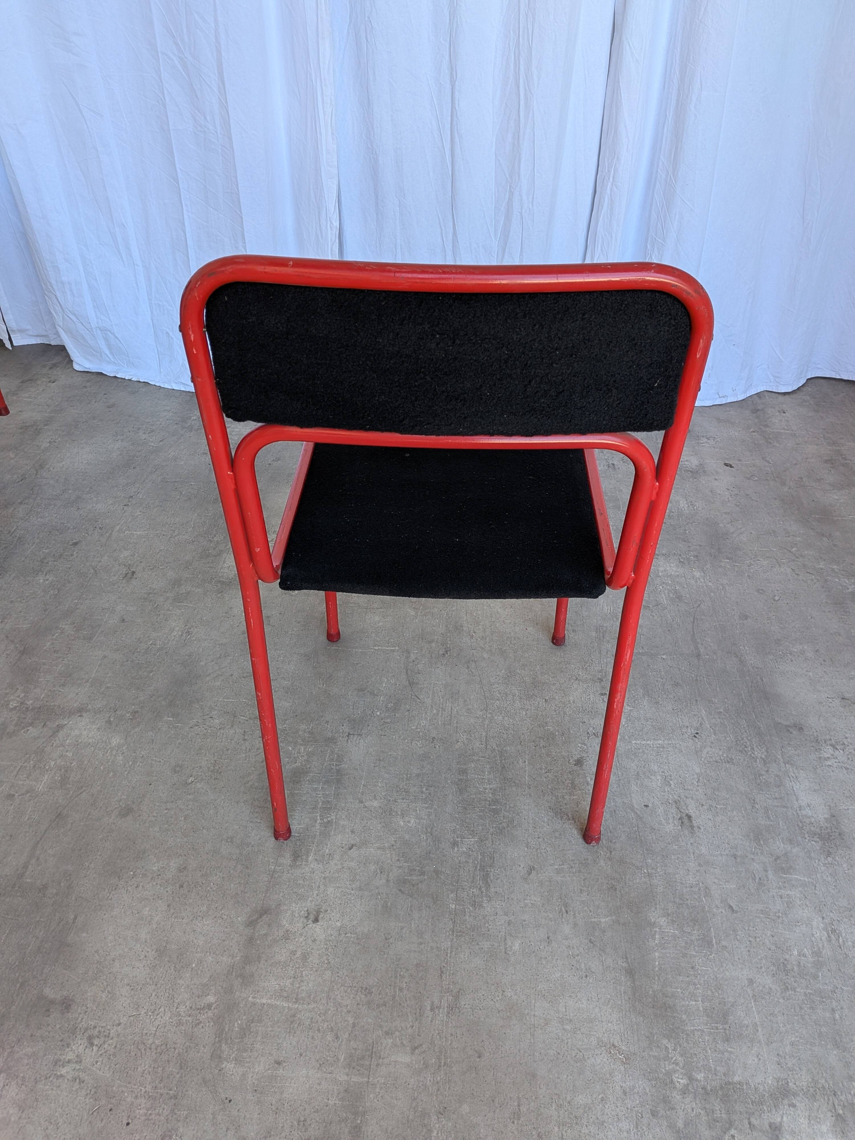Space Age Stackable Dining Chair / 1970s Red & Black Metal Chair (9 in stoc