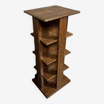 Vintage five-tier wooden revolving bookcase