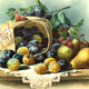 Still life with fruit, framed chromolithograph, under glass