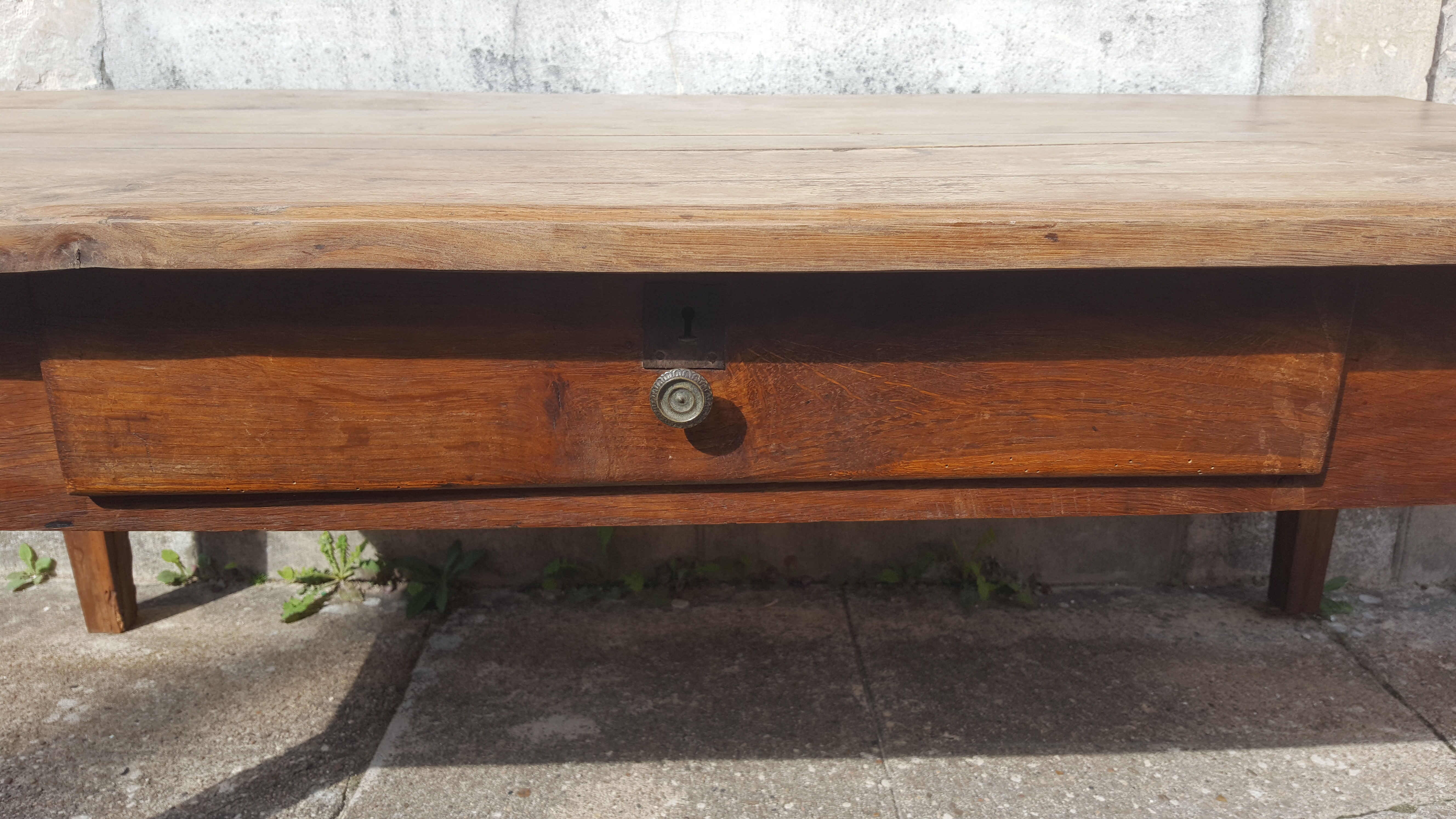 Raw wood farm table coffee table