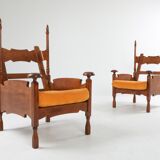 Pair of oak armchairs - 1950s