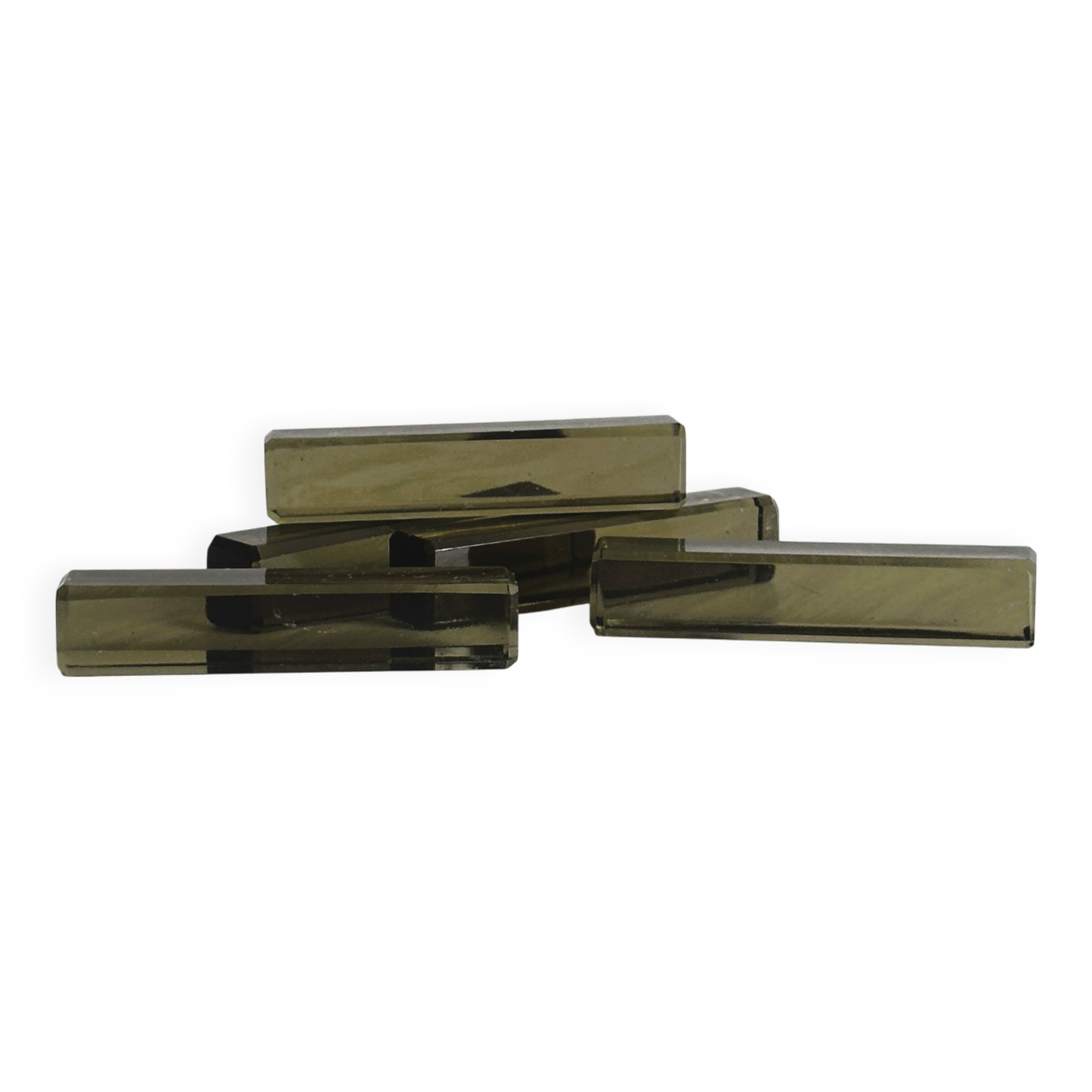 Set of 5 smoked glass knife rests