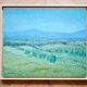 Collines vertes et bleues, huile sur toile signée