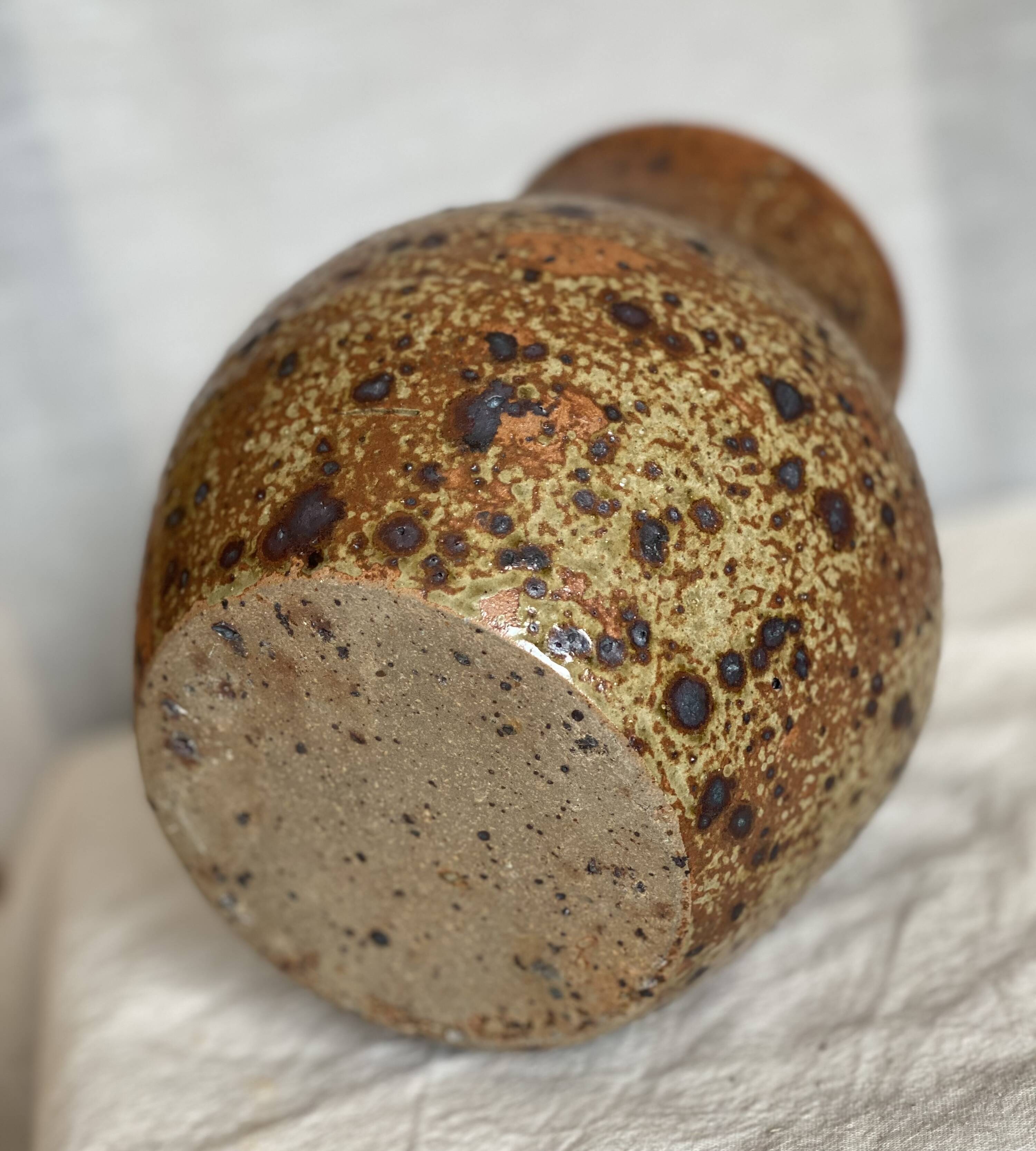 Vintage pyrite stoneware vase 1970