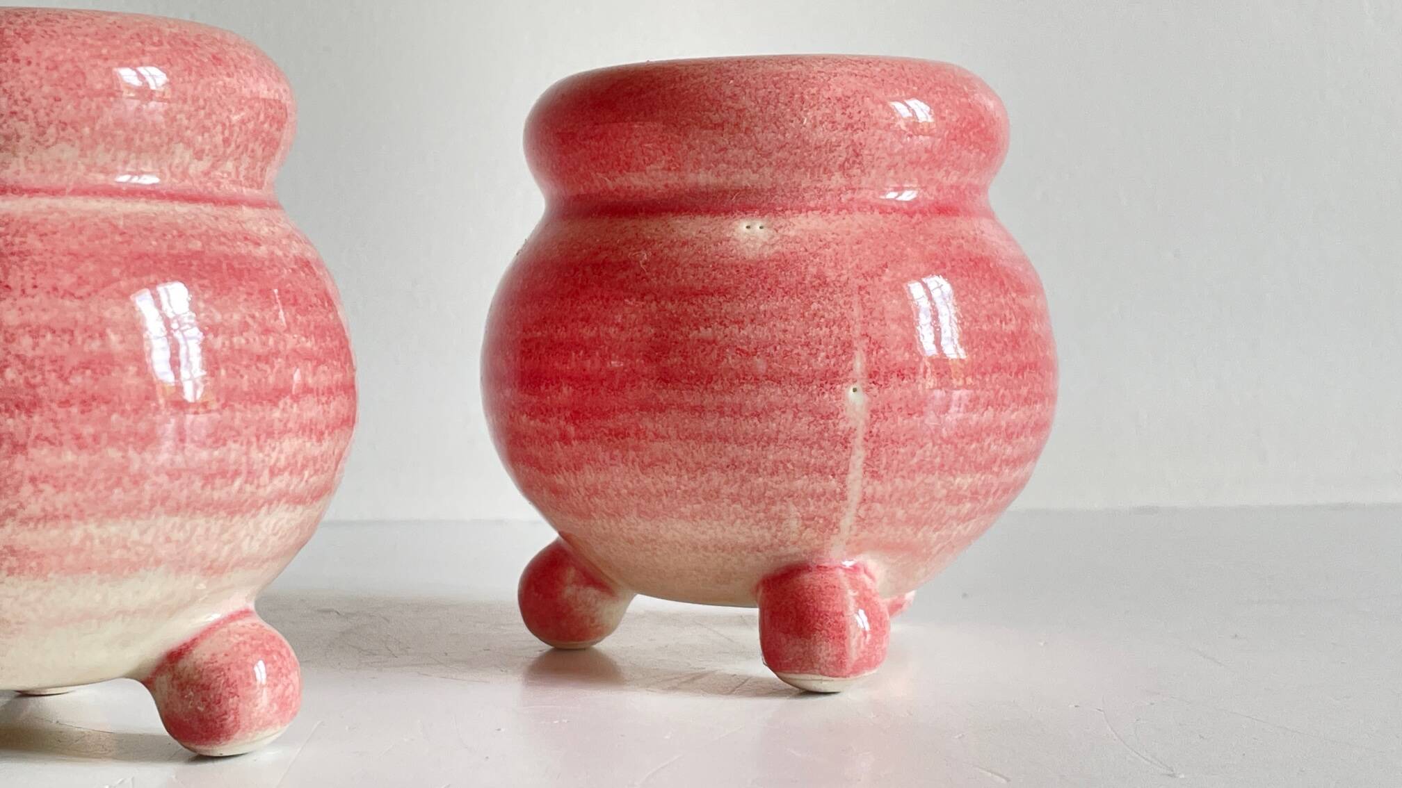 Pair of CERAMIC CANDLEHOLDERS Pink
